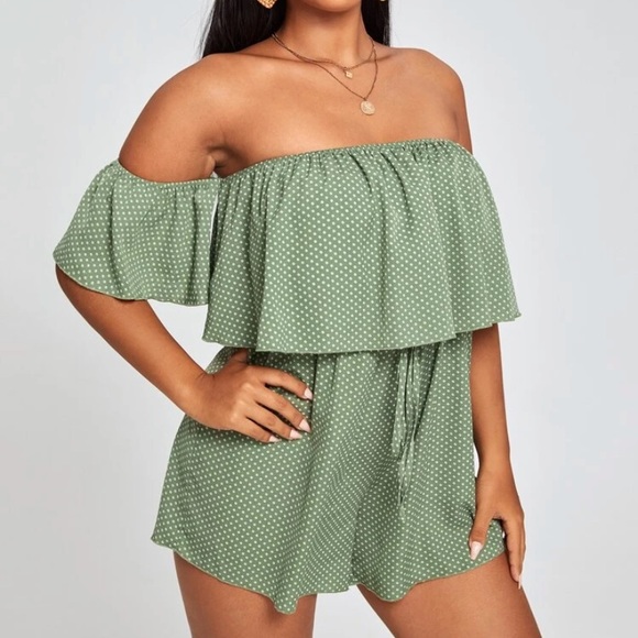 Plus Polka Dot Bardot Romper - Picture 3 of 9